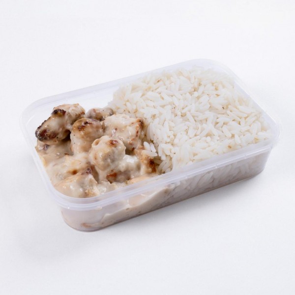 Marmita arroz com estrogonofe de frango 500g