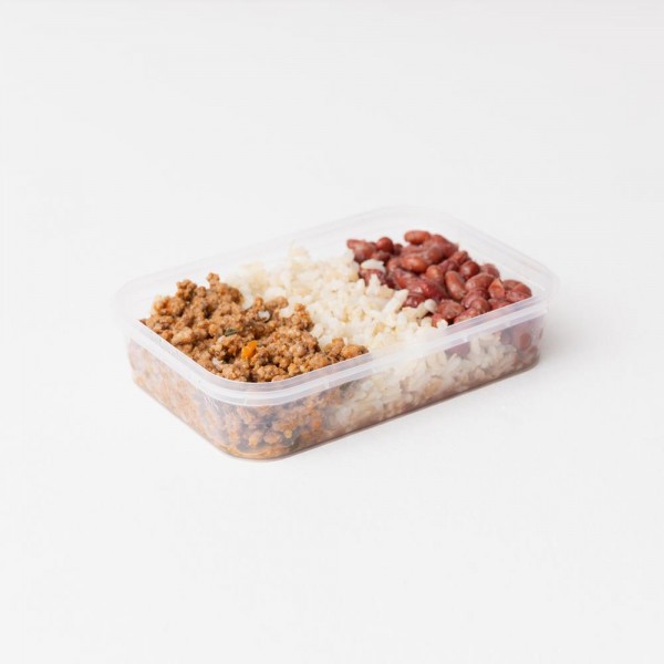 Marmita arroz e feijão vermelho com carne moída 350g