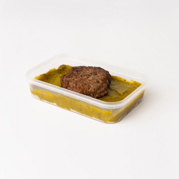 Marmita hamburguer de carne com purê de cabotiá 250g