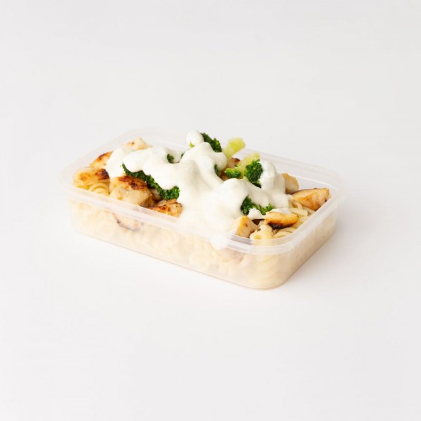 Marmita macarrão parafuso com frango ao molho branco e brócolis 250g