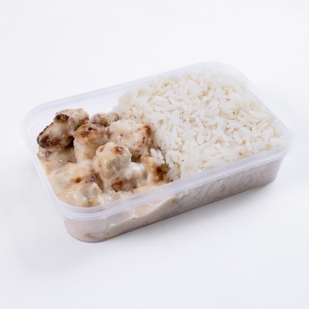 Marmita arroz com estrogonofe de frango 250g
