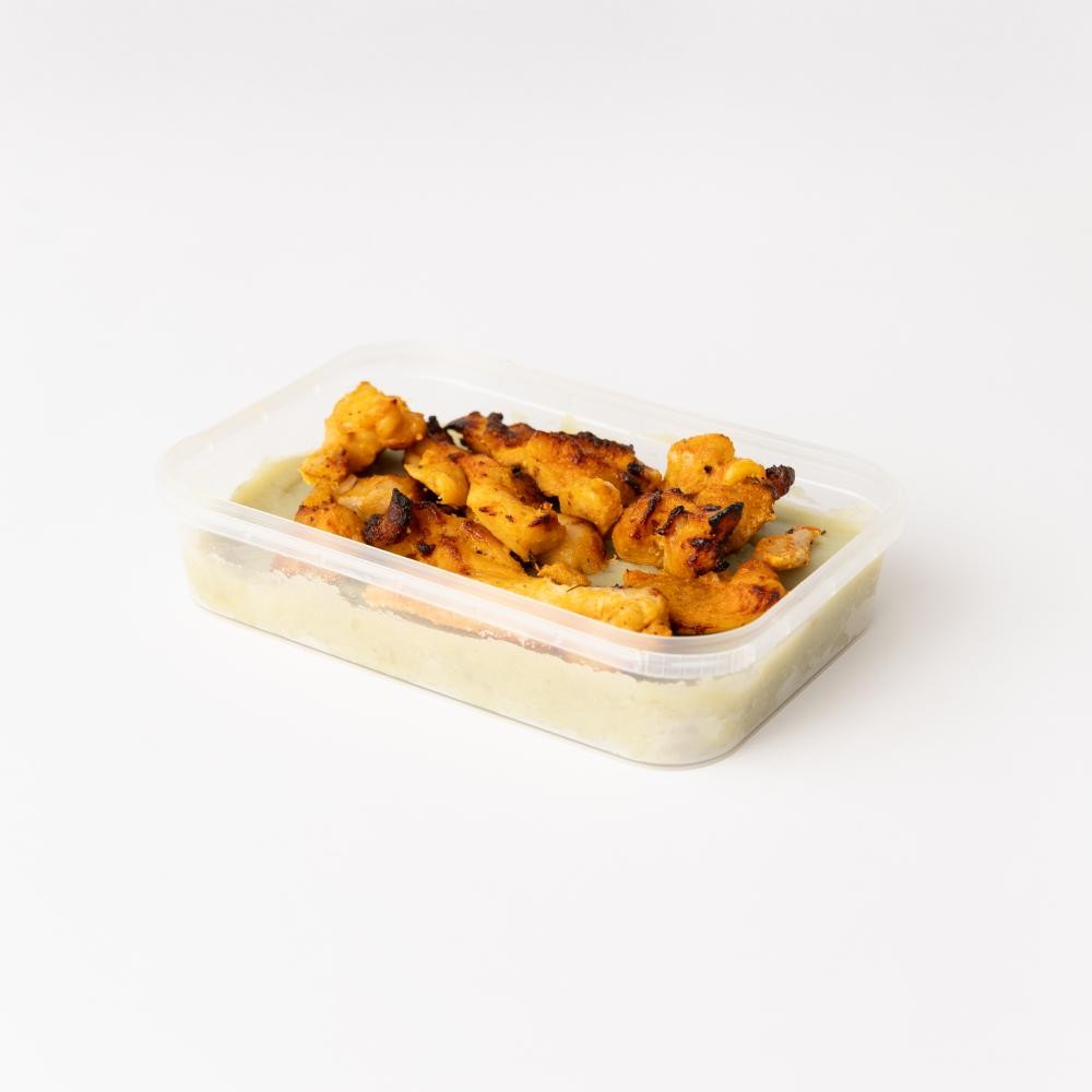 Marmita purê batata doce com iscas de frango 250g