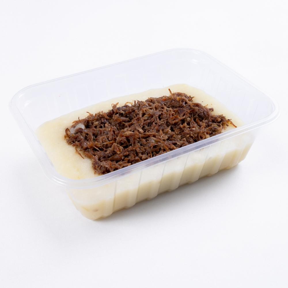 Marmita purê de aipim com carne desfiada 500g