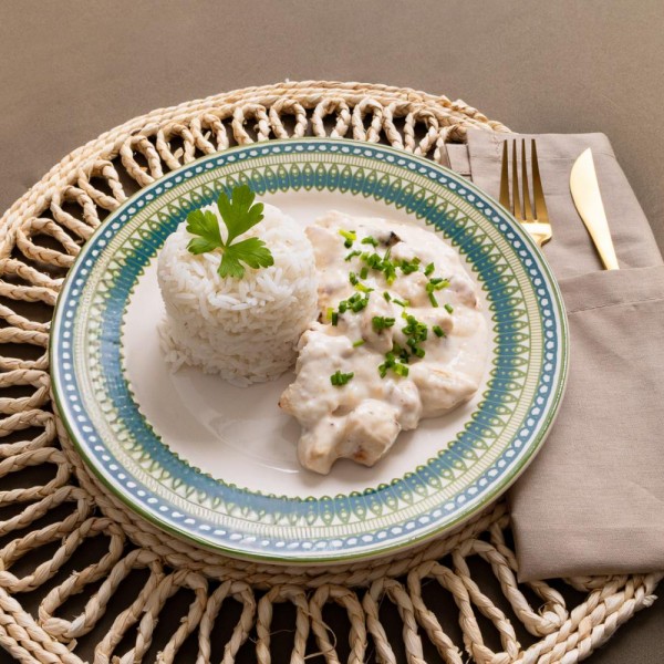 Marmita arroz com estrogonofe de frango 250g