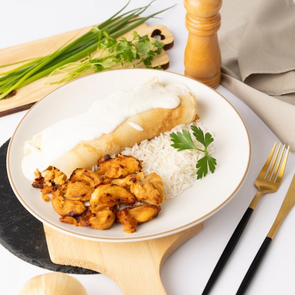 Marmita arroz com panqueca de frango ao molho branco 250g