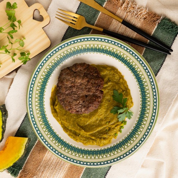 Marmita hamburguer de carne com purê de cabotiá 250g
